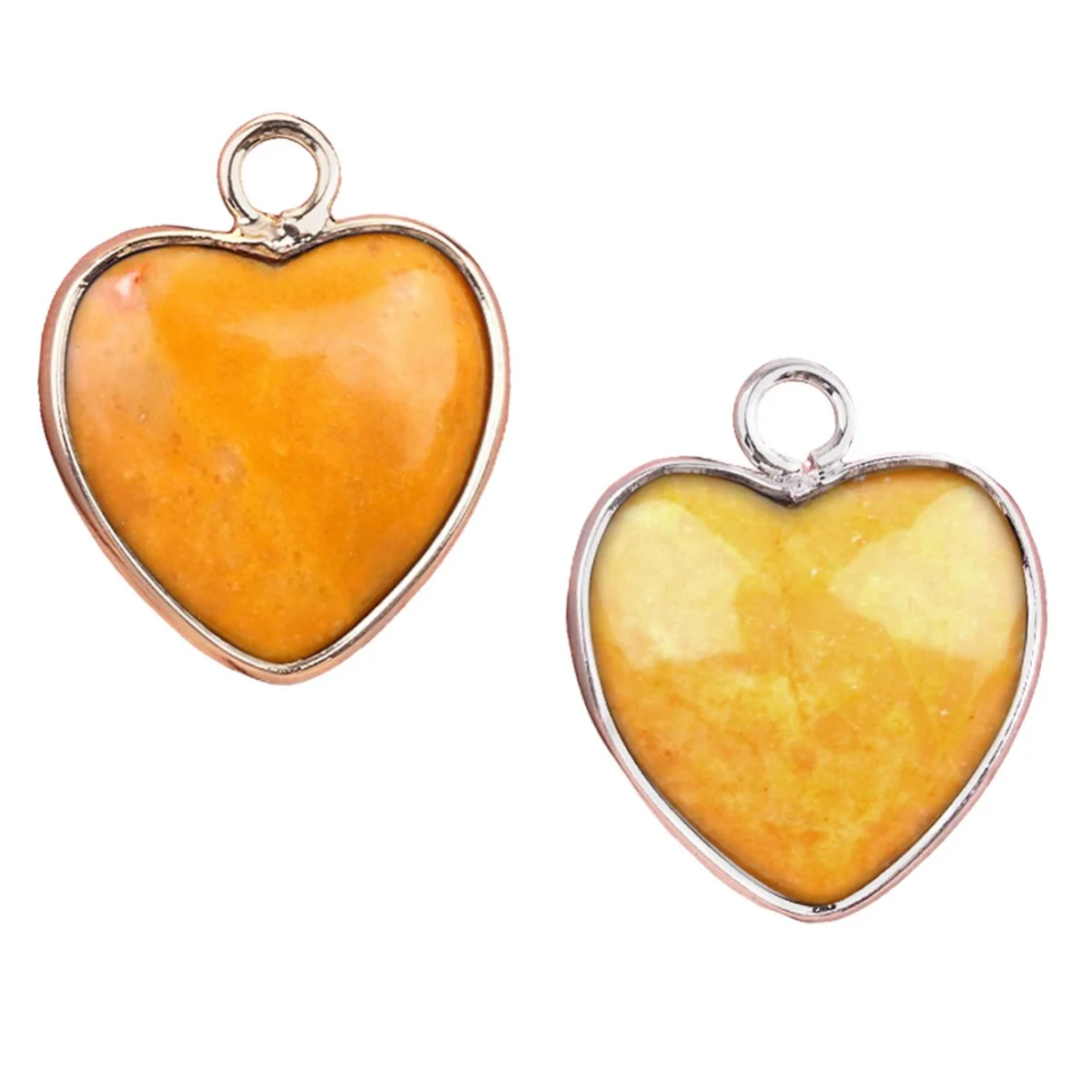 Manufacturer Wholesale Natural Crystal Yellow Jade Pendant Pendant Or Charm Jewelry Connector Love Heart Pendant