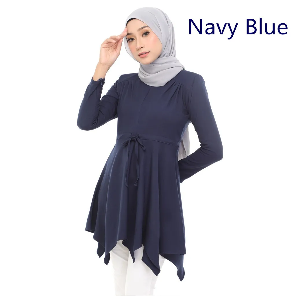 New Styles Muslim Women Blouse Spandex Islamic Casual Clothing Various Colors Ladies Long Shirts