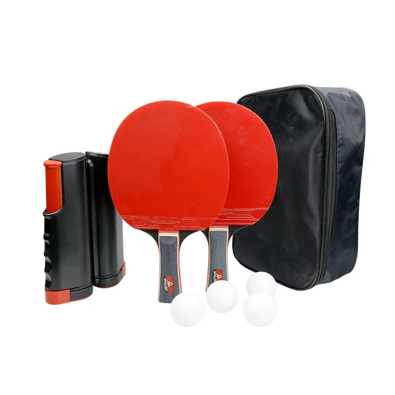 YoungJoy BOER T07 Beginner 2 bats 4 ball 1net 7 layer pure wood training practice ping pang Table tennis racket set