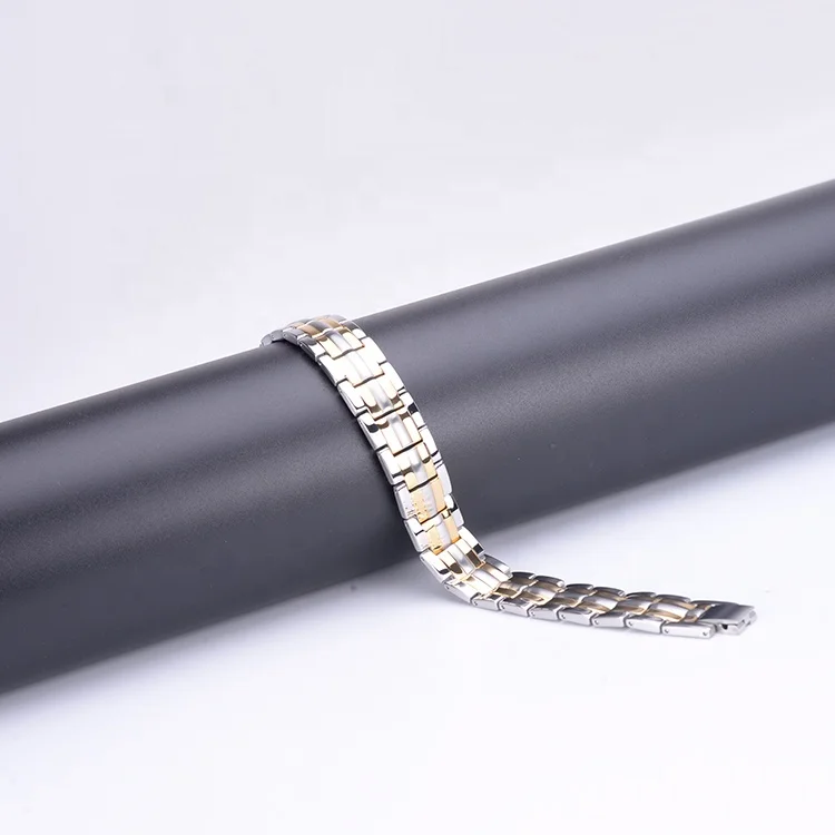 Fashion Gold Silver Plated Stainless Steel Magnetic Stone Health Germanium Bracelet Pain Relief Bio Magnetic Bracelets