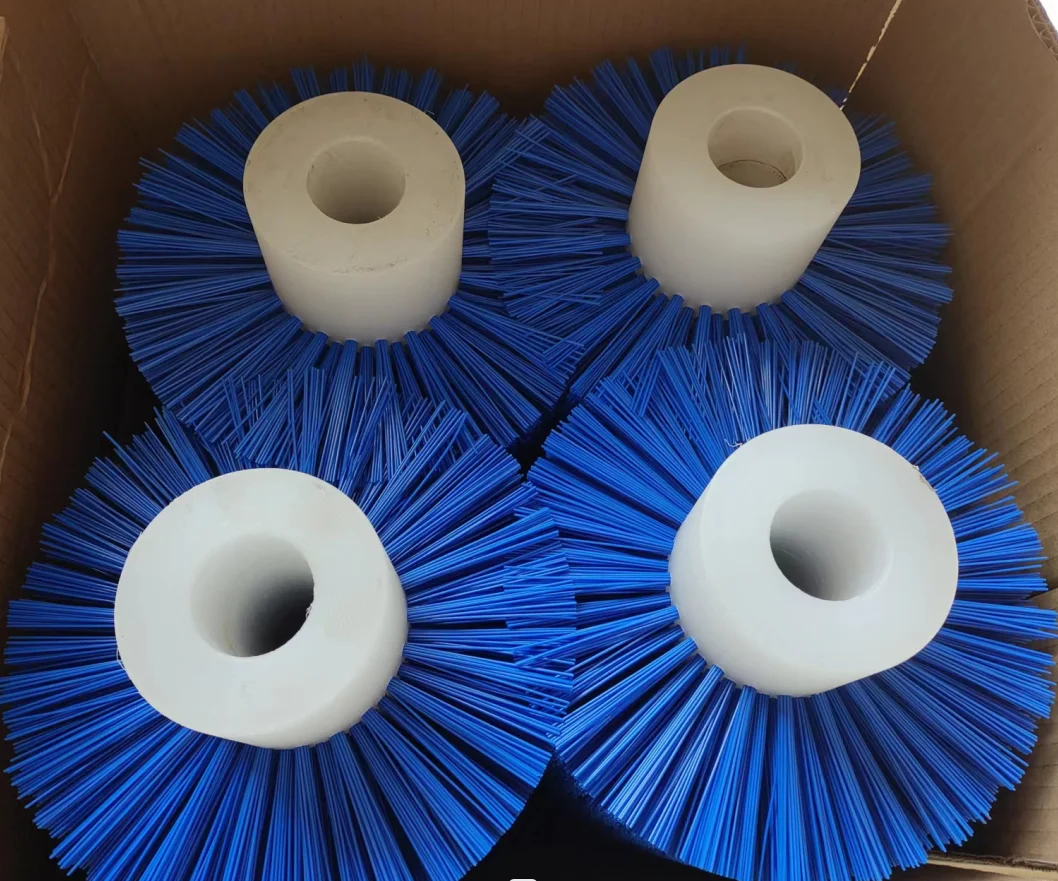 Custom Staggered Pattern Food Industry Blue Nylon Cylinder Roller Brush for Cleaning