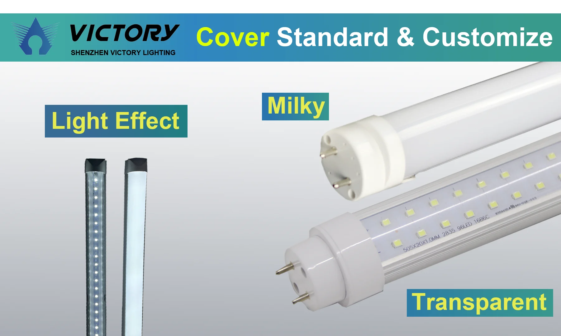 Hot Sales Double Sides CE ROHS R17D 6500K High Lumen T8 4FT Flat T10 LED Tube Light