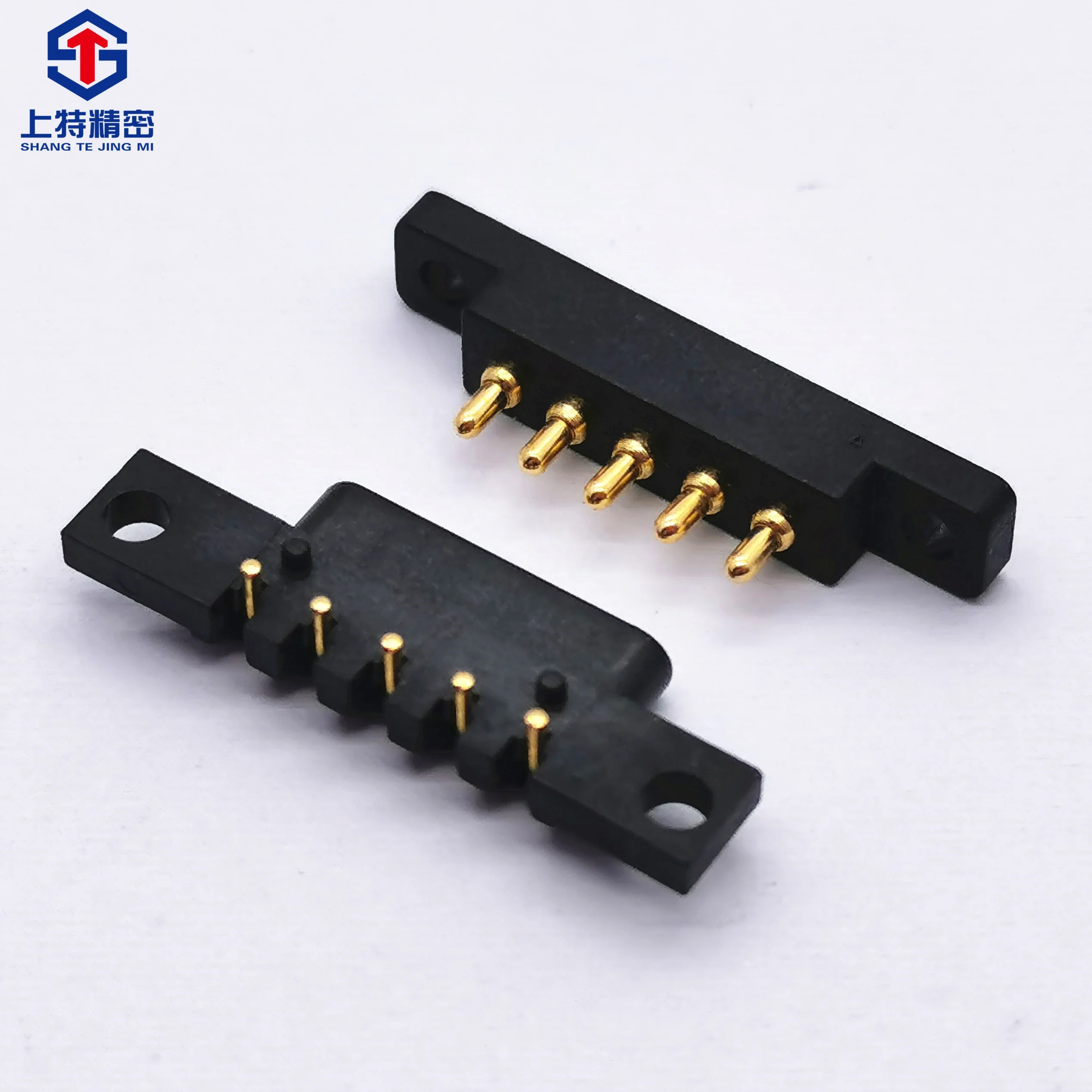 Shangte Manufacturers Supply 5 pin Male and Female Tablet Computer Pogo pin Charging Electronic Bent Spring Pin Connector