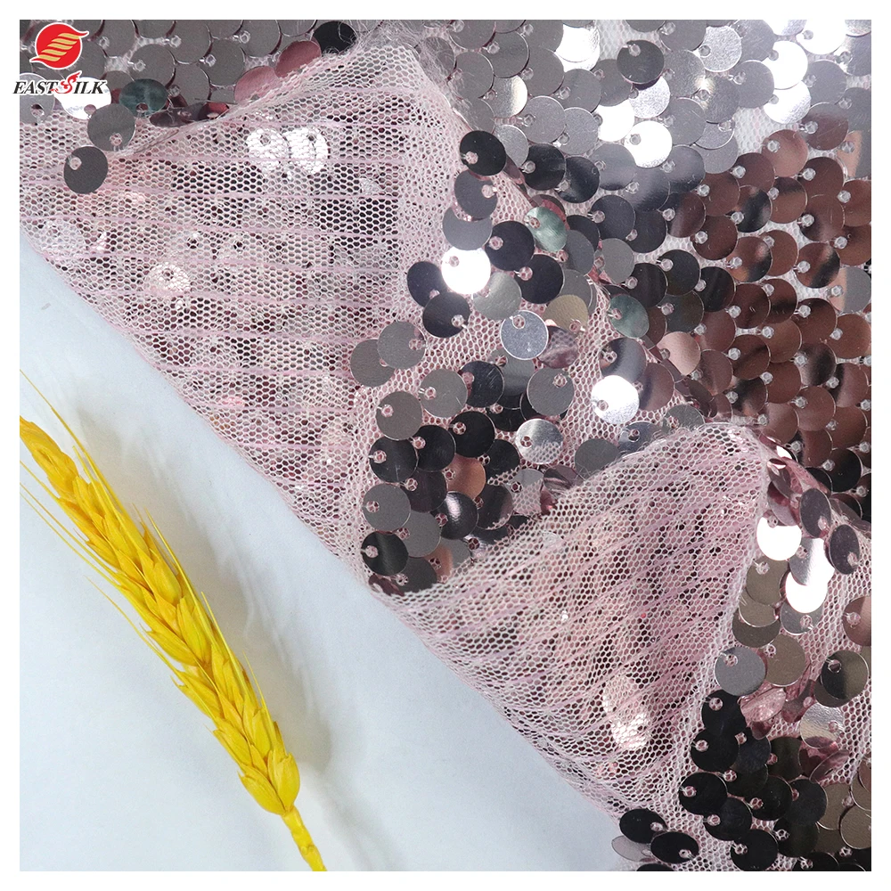 Fashion Multicolor textiles reversible gold mesh fabric sequin fabrics with sequins wedding dress glitter fabric