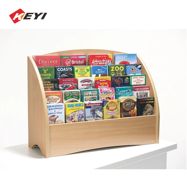 Wooden Floor mounted display stand 12 Tiers Wood Magazine Greeting Card Display Stand Rack