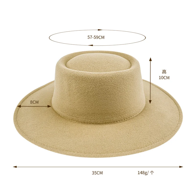Custom High Quality Vintage Wide Brim Warm  Fedora Hat Belt Panama Hat Felt Jazz Hat For man and woman