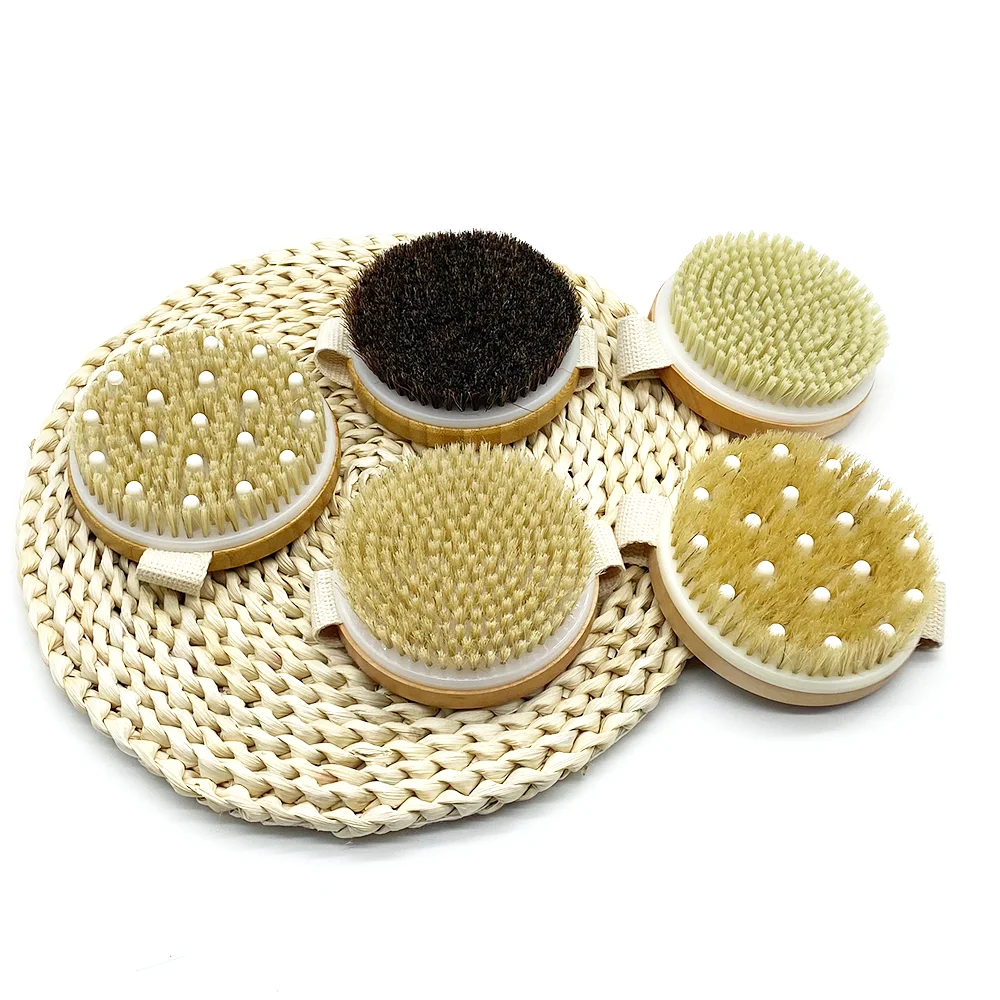 Оптовая продажа, скруббер для тела из экологически чистой бамбуковой Веганской щетины, массажная отшелушивающая щетка для тела для омертвевшей кожи