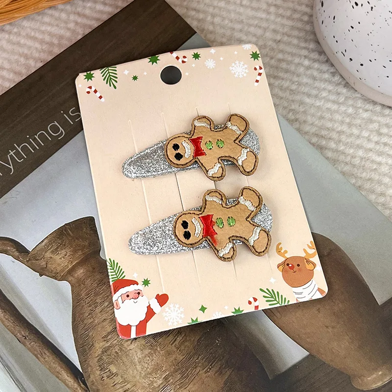 2pcs/set Wholesale Baby Girls Christmas Hair Accessories Christmas Glitter Bow Hair Clips Accessories For Kids Hair Accessories