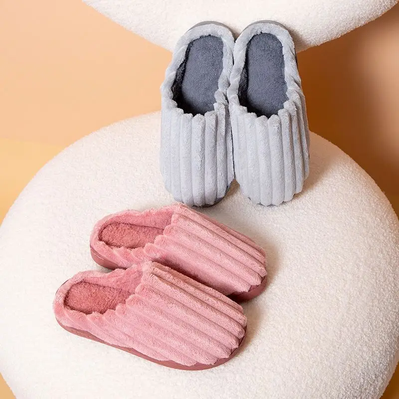 Hot Sale Plush Slippers Warm Rabbit Fur Indoor Non-Slip Winter Cotton Shoes Men And Women With The Same Style Wholesale