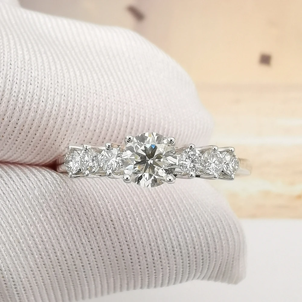 Manufacturer Direct Sale 18k White Gold  Moissanite Diamond  Wedding Rings Women