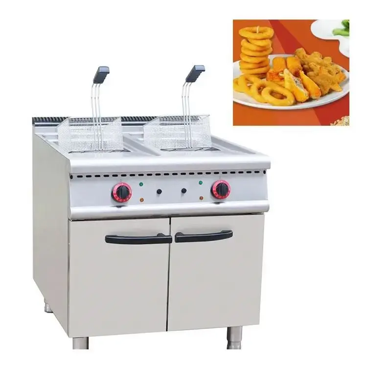 China manufacturer oil water separation electric gas deep fryer 24x24 double-cylinder electric fryer