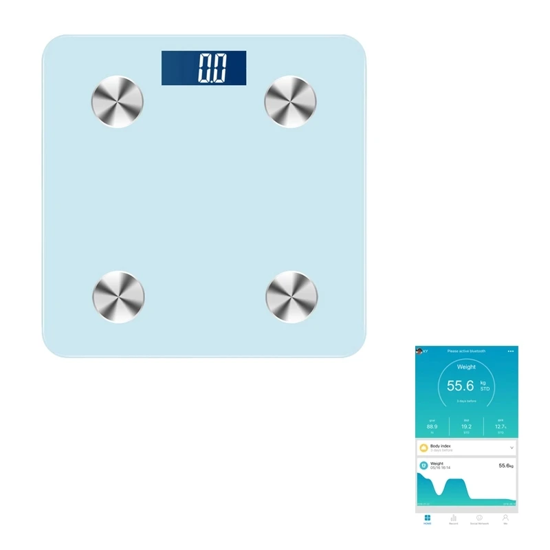 Электронные весы BSCI 180 кг из закаленного стекла цифровые для взвешивания жира в ванной с приложением умные
