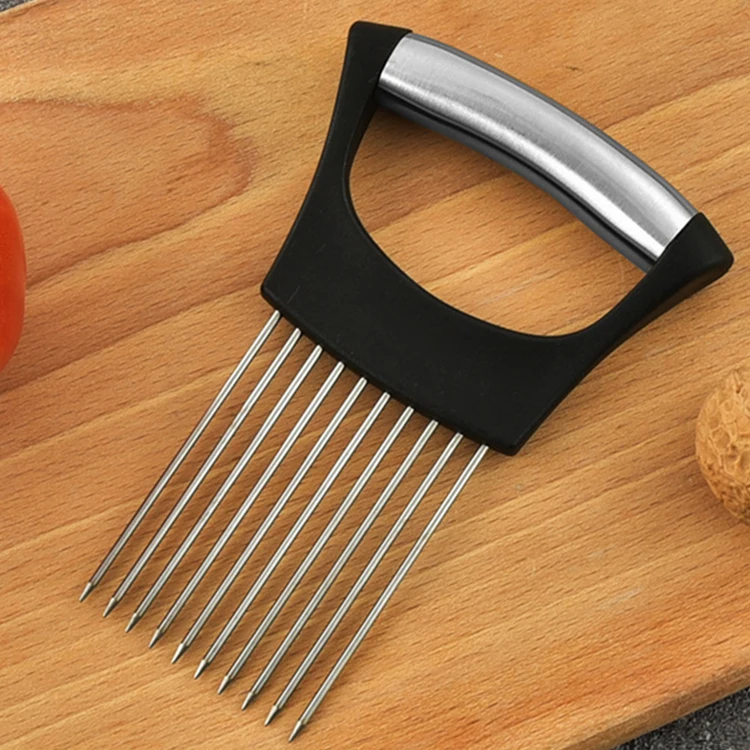 Steel Onion Needle Multifunctional Tomato Fruit Vegetable Onion Holder Slicers Kitchen Slicing Tools