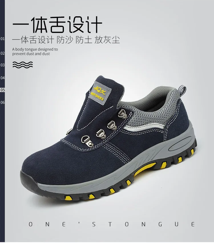 Low cut suede cow leather  steel toe steel mid plate safety shoes, genuine leather men work shoes