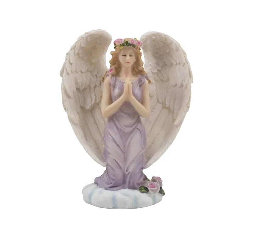Kneeling Angel in Prayer Figurine on a Heavenly Cloud Religious and Christian Home Decor Sculptures or Statues2022