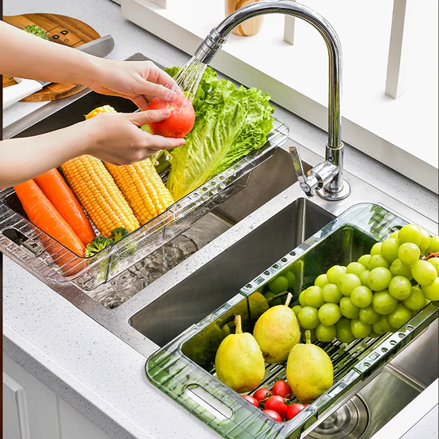 XingYou Drain Basket With Handle Kitchen Folding Strainer Bowls Drain Water Filter Basket