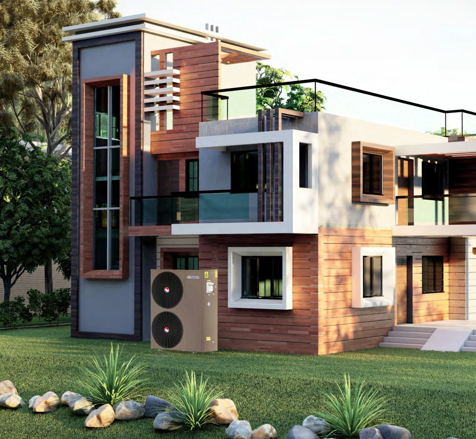 Hot design OEM monobloc inverter Three in one heating cooling DHW  heat pump air to water heatpump