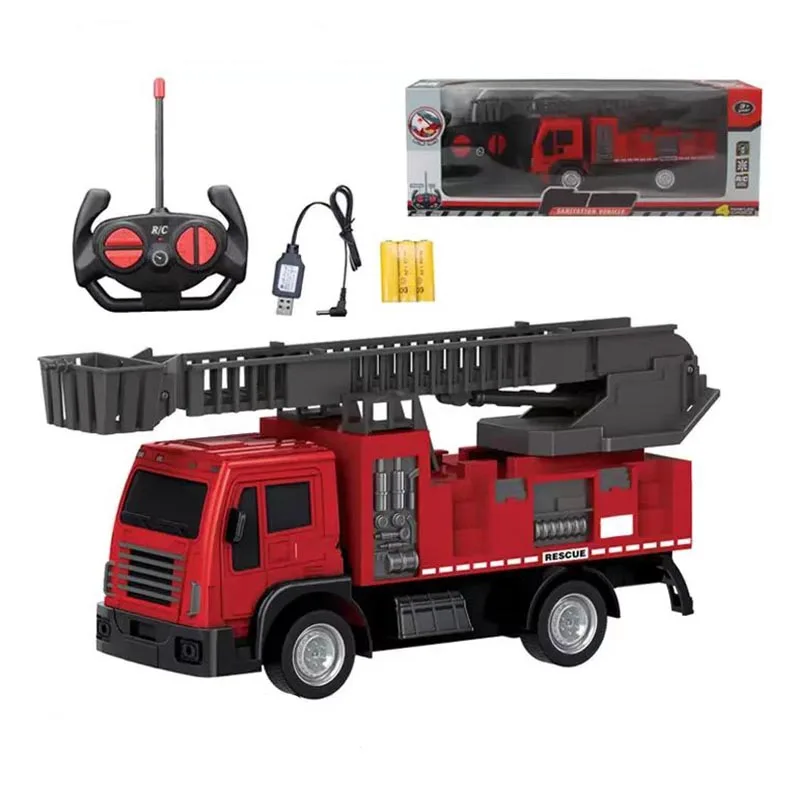 Children Remote Control Toy Fire Truck and Car RC Toys Set with Charger Included Perfect Gift for Kids