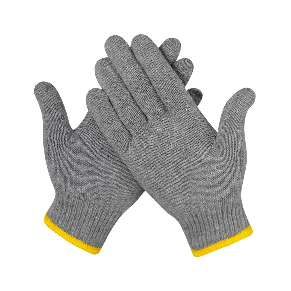 Factory Hot Sale High Performance Poly Cotton Yarn Safety Hand Working Cotton Knitted Gloves