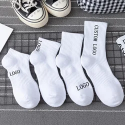 Quality Athletic White Black Ankle Gym Socken Cotton Quarter Crew Logo Custom Design Men Sports Socks
