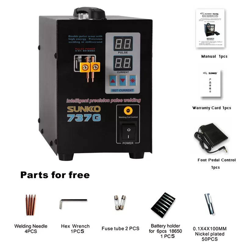 Hot Seller Sunkko 737g 1.5kw Intelligent Precision Pulse Welding 18650 Battery Spot Welder