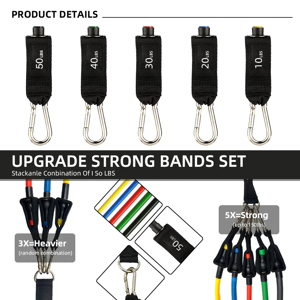 YETFUL Custom Printed Wholesale Exercise Adjustable Latex Theraband Tube Set Fitness Bands Resistance