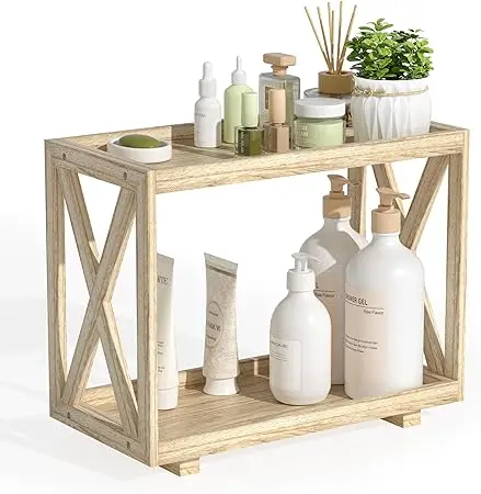 Bathroom countertop storage box storage rack, 2 layer storage, can store cosmetics, toiletries, skin care products, etc.