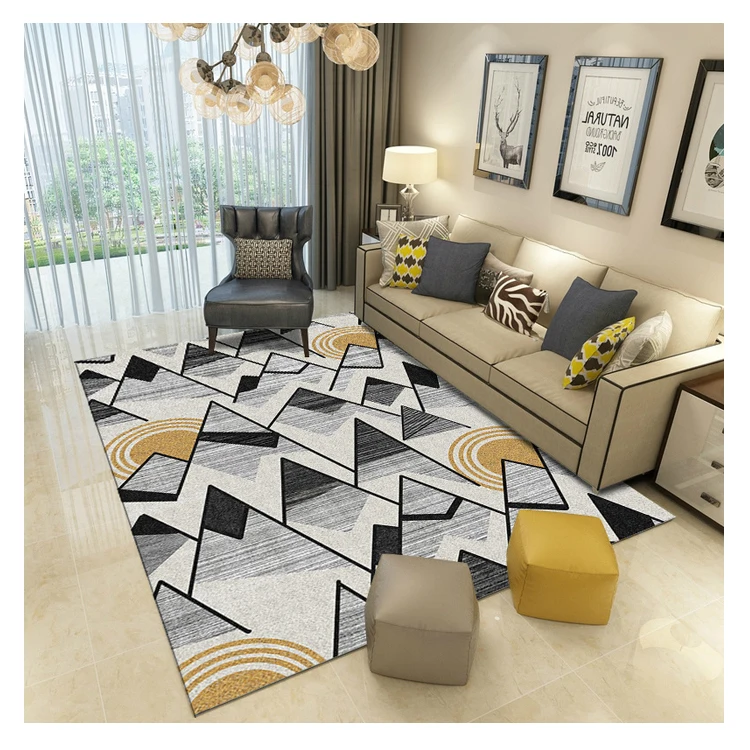 
European styles polyester cut pile non slip living room custom print area rug 