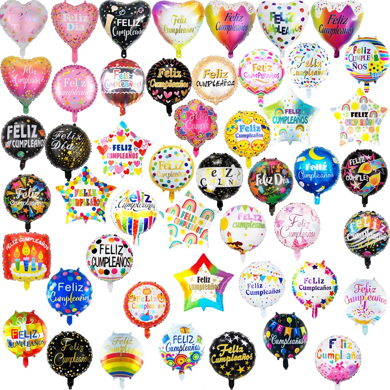 18 Inch Spanish Happy Birthday Foil Balloons Birthday Party Balloon Decorations Feliz Cumpleaos Letter Printing Helium Ballons