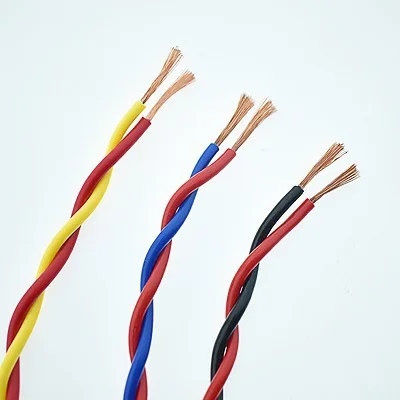 factory supply double core wire 20AWG 18AWG 17AWG 15AWG 13AWG 2 core twisted pair electric wire cable for lighting