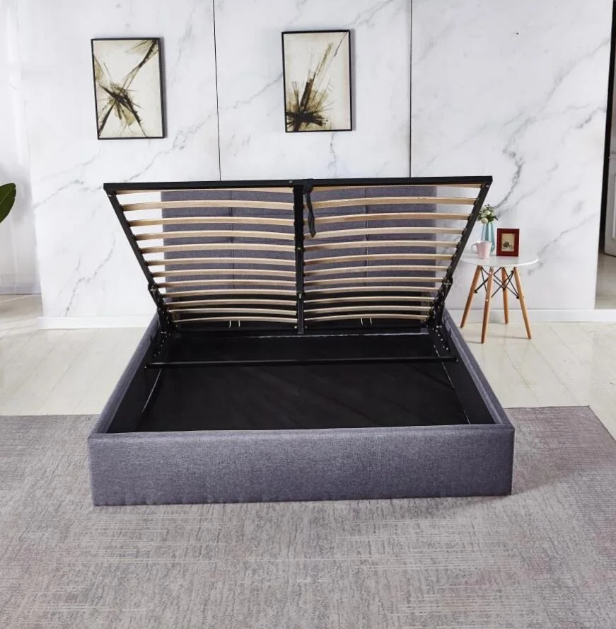 Modern Tufted Lift Up Storage Bed Queen Size Linen Upholstered Platform Beds  Queen Bed Frame with a Hydraulic Storage