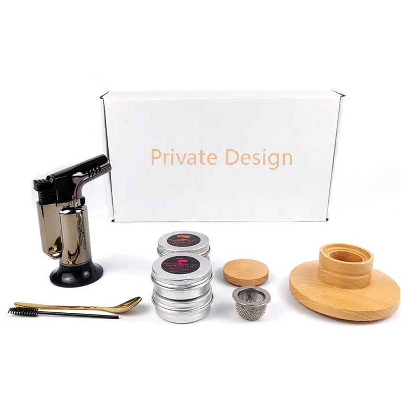 Private Cherry Hickory Maple Oak 4 Flavors Wood Chips Eva Smoky Whisky Aroma Kit with Torch for Infuse Drink Cocktail Smoker Gun