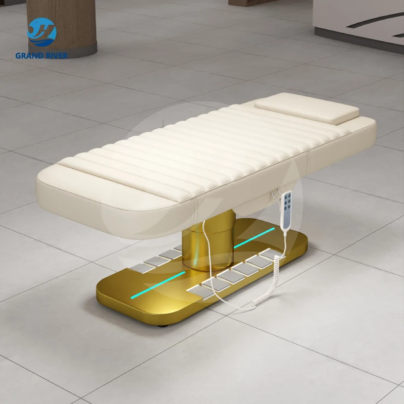 Luxury Modern Gold Salon Furniture 4 Motor Electric Facial Beauty Massage Bed  Cosmetic Table Chair Facial Spa Lash Bed