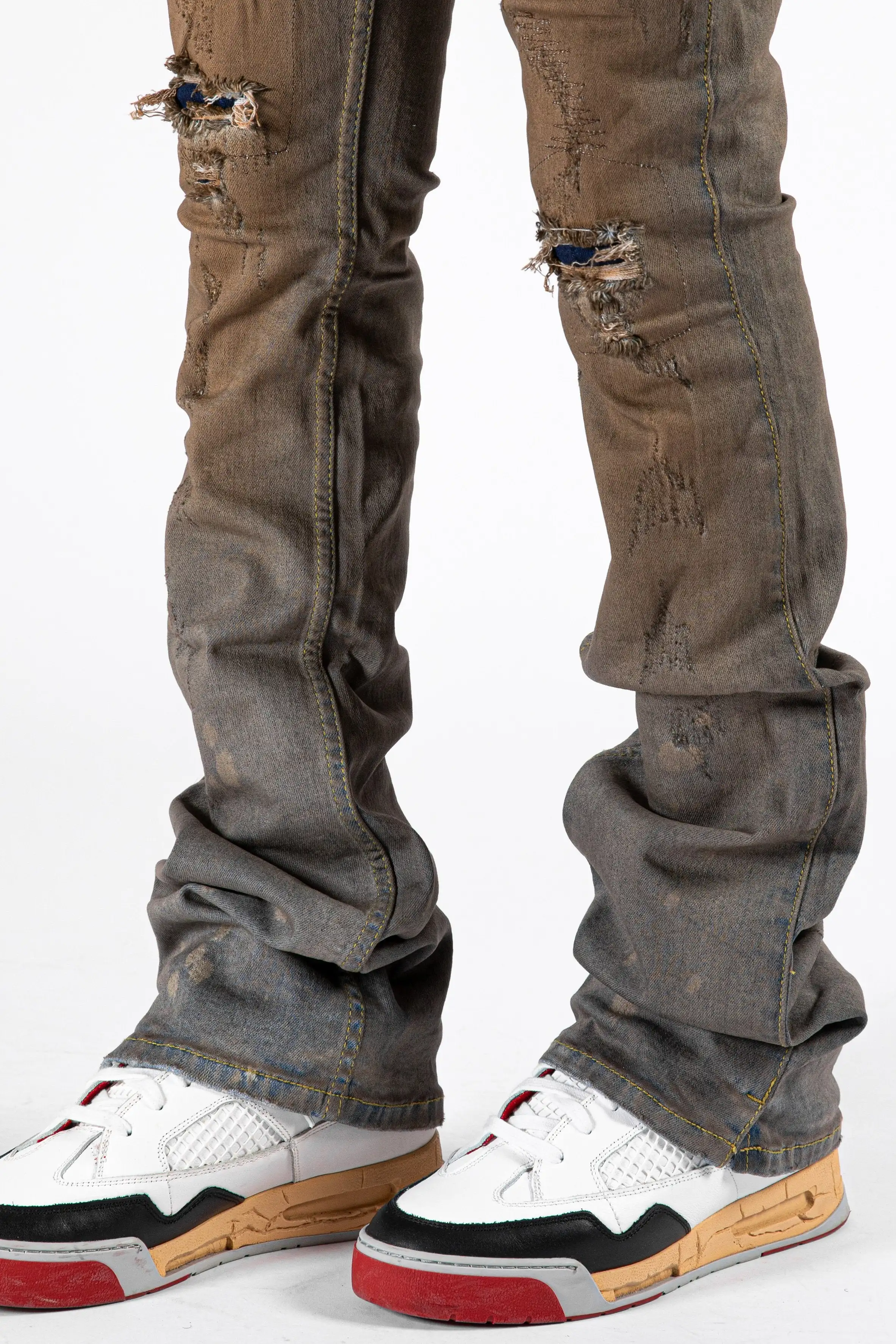 Autumn new streetwear retro hip-hop flared jeans man loose straight-leg pants wide-leg pants for men male stacked jeans men