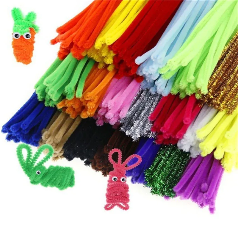 Wholesale colourful chenille stem 12 Colors 30cmX6mm Tinsel Chenille Stem Pipe Cleaners