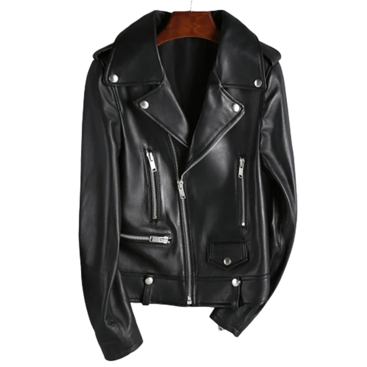 New Fashion Custom Women Motorcycle Stylish Women Genuine Sheepskin Leather Jacket With High Quality