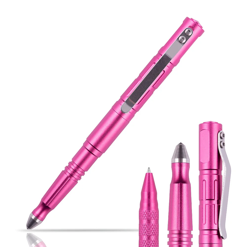 YOGLORY Rose Red Gift for Her Self-defense Tactical Pen with Pouch ballpoint pen with window breaker function
