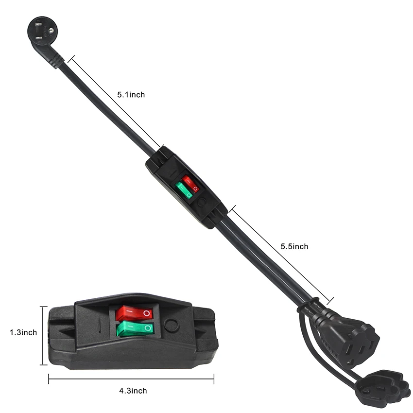 kebaolong 3ft 6ft Svt Sjt Awg Pvc Y Shaped Us Power Cord 45 Degree Type Nema 5-15p To Double Nema5-15r Machine Cable