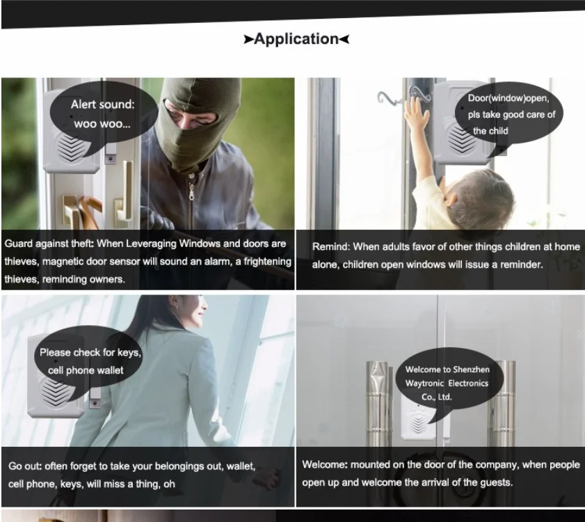 Wireless Home Alarm System Door Window Open Door Sensor Barking Dog Alarm