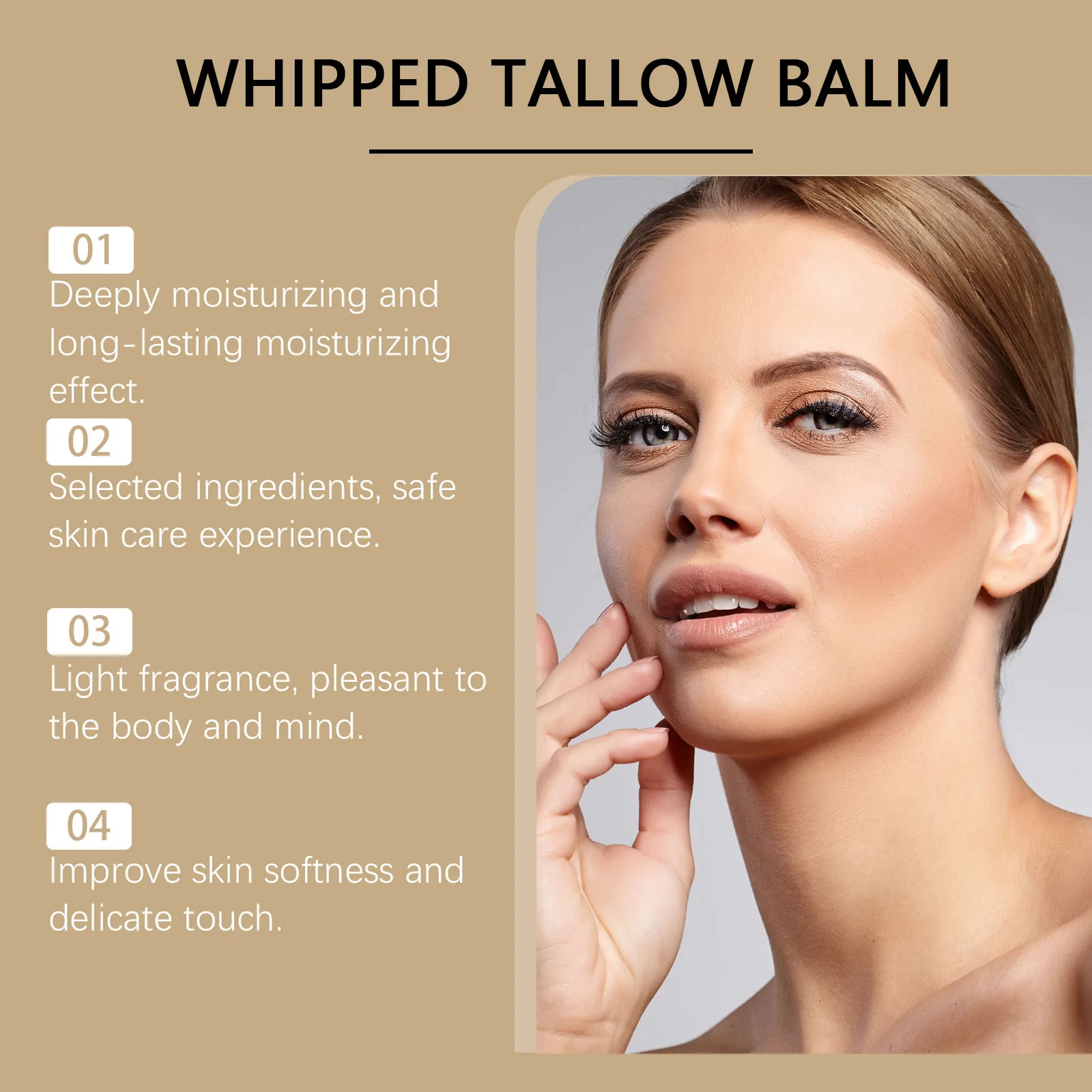 100% Grass Fed Beef Tallow balm for Skin Care Face Body  Whipped Moisturizer for Sensitive Skin