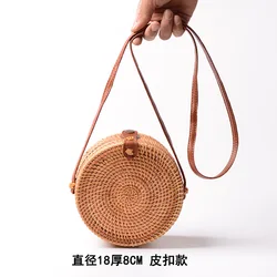 Circular Casual Rattan Bag 2022 Ins Summer Handmade Bali Beach Shoulder Bow Bag Woven Bohemian Handbag Sac A Main Crossbody