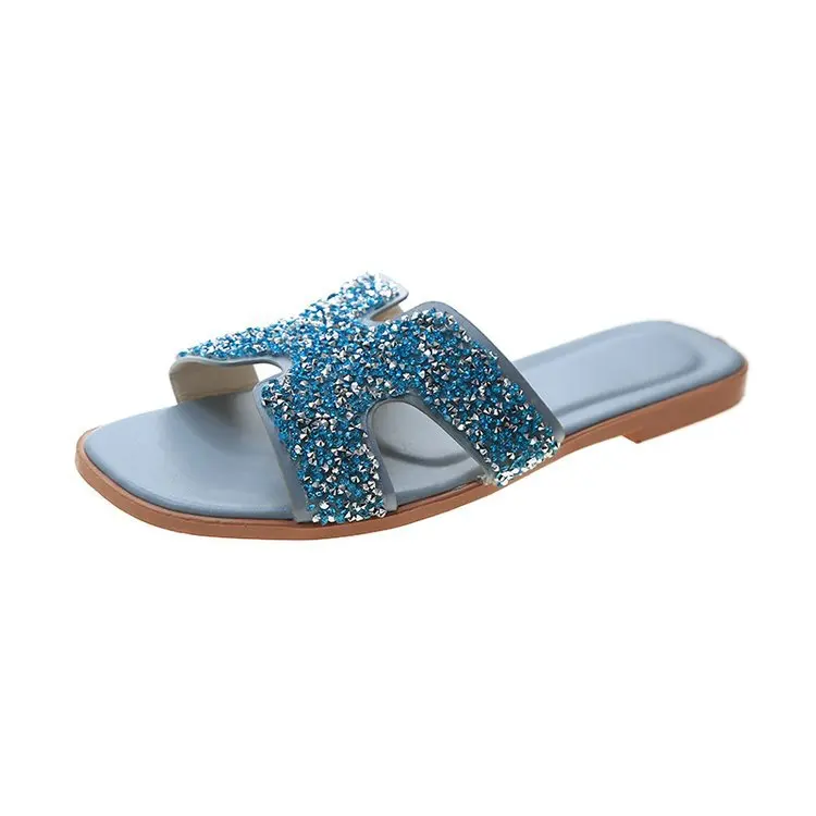 Summer fashionable diamond glitter H shape sandals women designer shoes women sandals