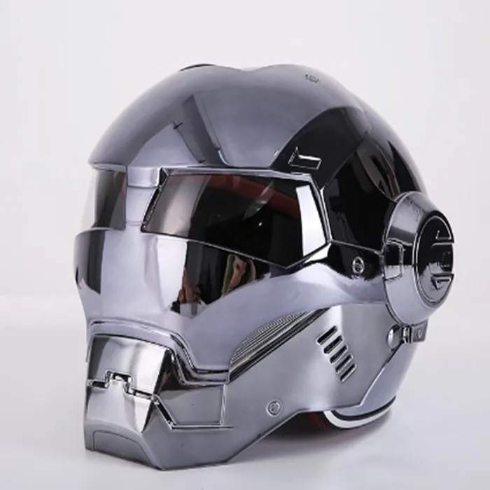 2021 YLM Hot Sale Dismantling and washing Unique Dazzling Iron Man Motorcycle Full  helmet