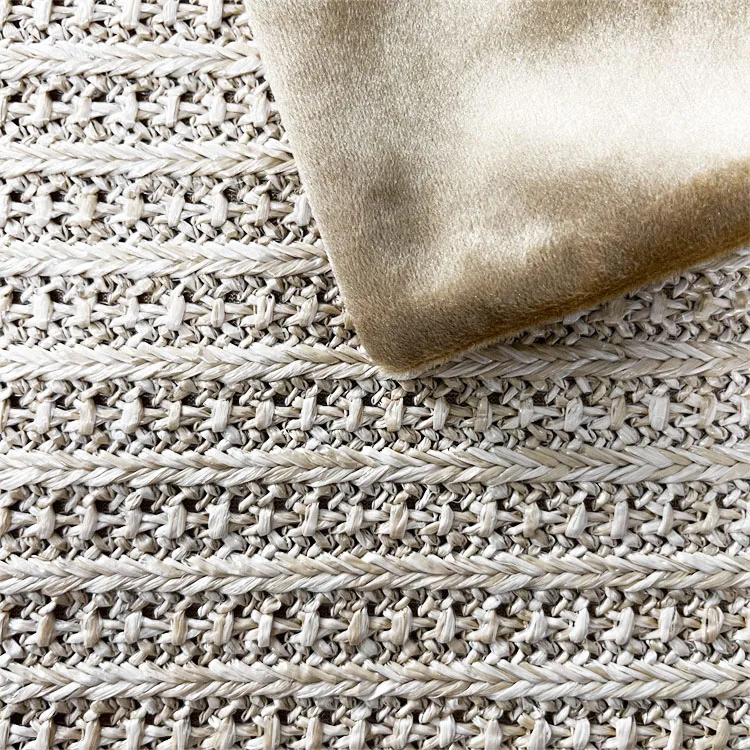 Farmhouse Use Straw Plaited Article Woven Boho Cushion Cover High Grade Handmade Pillow Cover Velvet Back Fabric