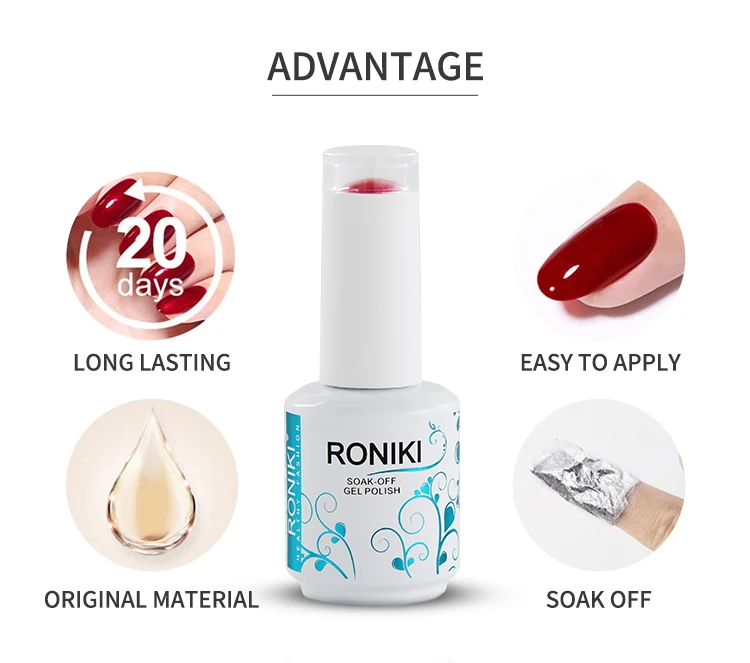 RONIKI Free Sample Private Label Wholesale Nails Polish Colour Uv Gel Nail Polish LED Lamp 30s Uvlamp 2mins 20 Per Color Pcs