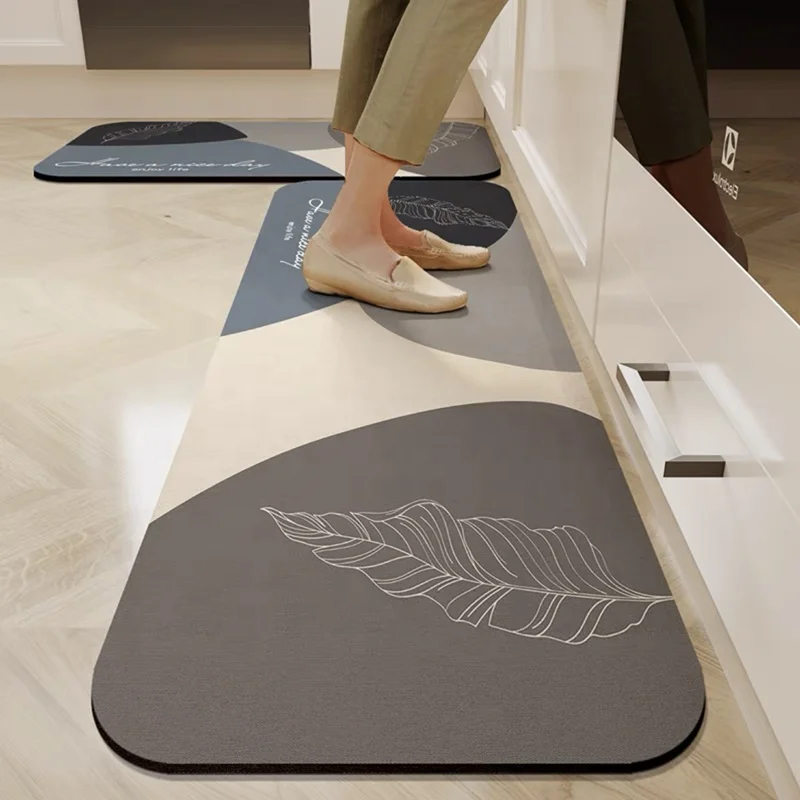 Water Absorbent Rug Set Rubber Diatom Mud Floor Mat Kitchen Carpet Anti Slip Diatomite KItchen Rug Set For Kitchen Roo