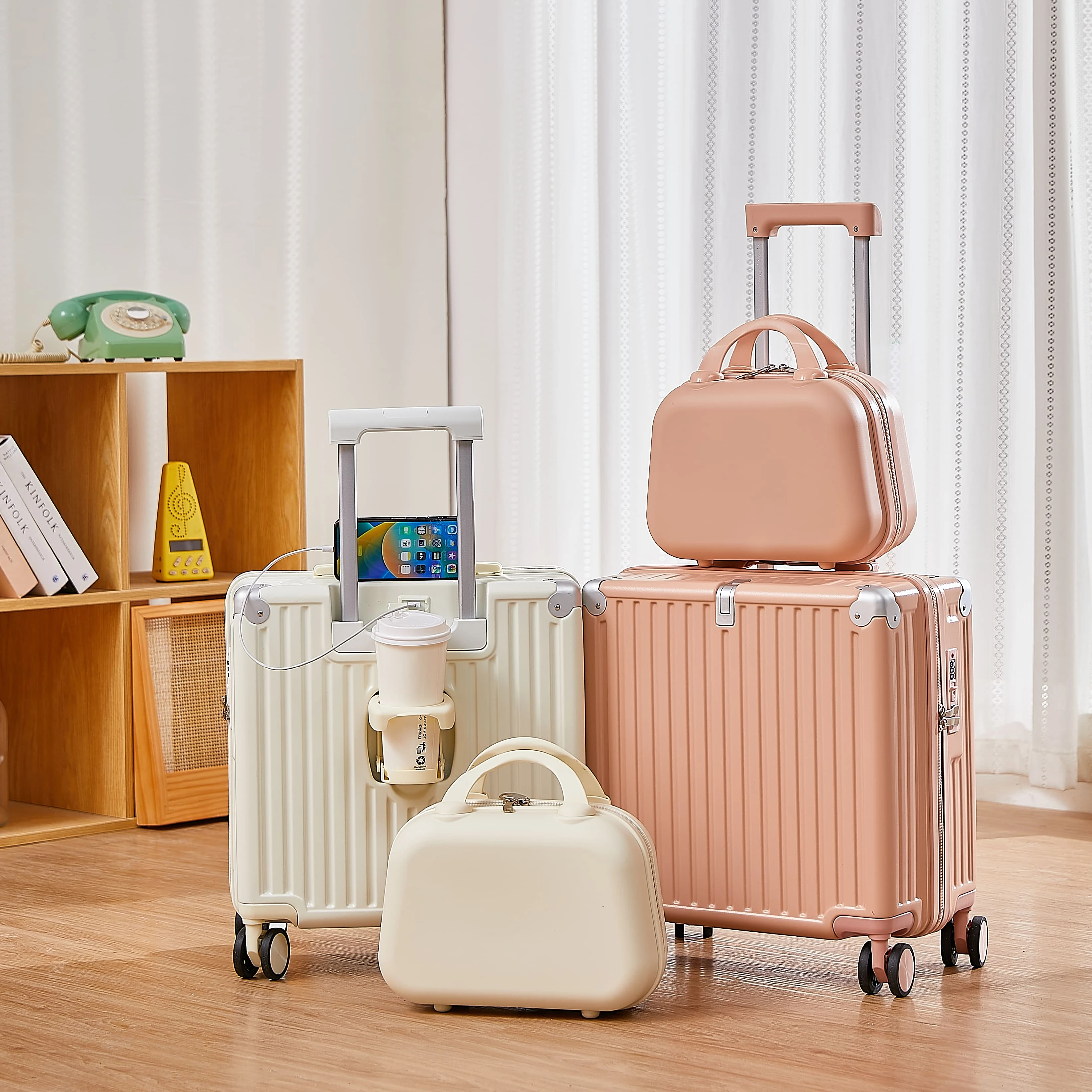 Unisex ABS Airport Luggage Trolley with Spinner Caster Convenient Trolley Bags for Handbags Unisex Luggage Sets