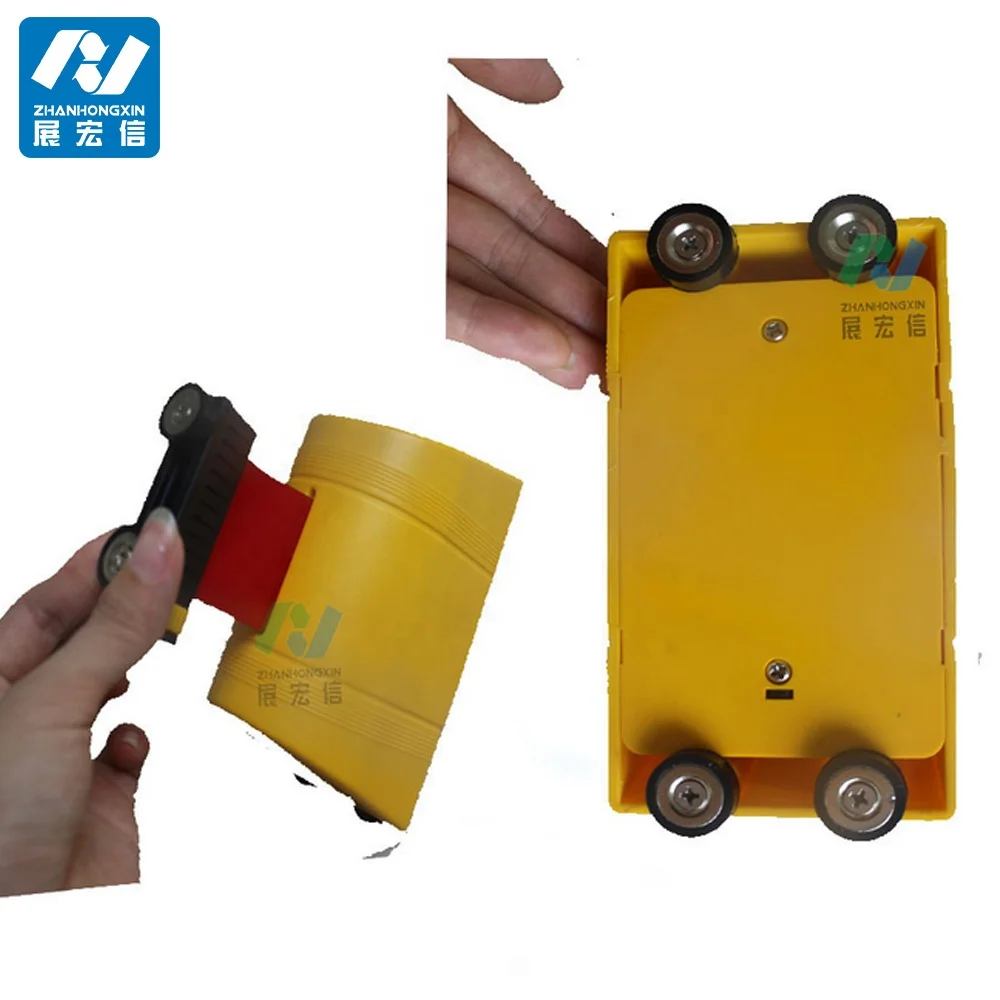 ABS Plastic Yellow Red Black Belt , Magnetic Wall Mounted Barrier