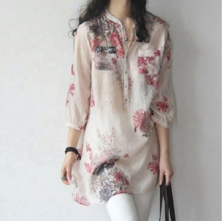 
fashion women blouse summer 2020 long sleeve large size flower ladies blouse 