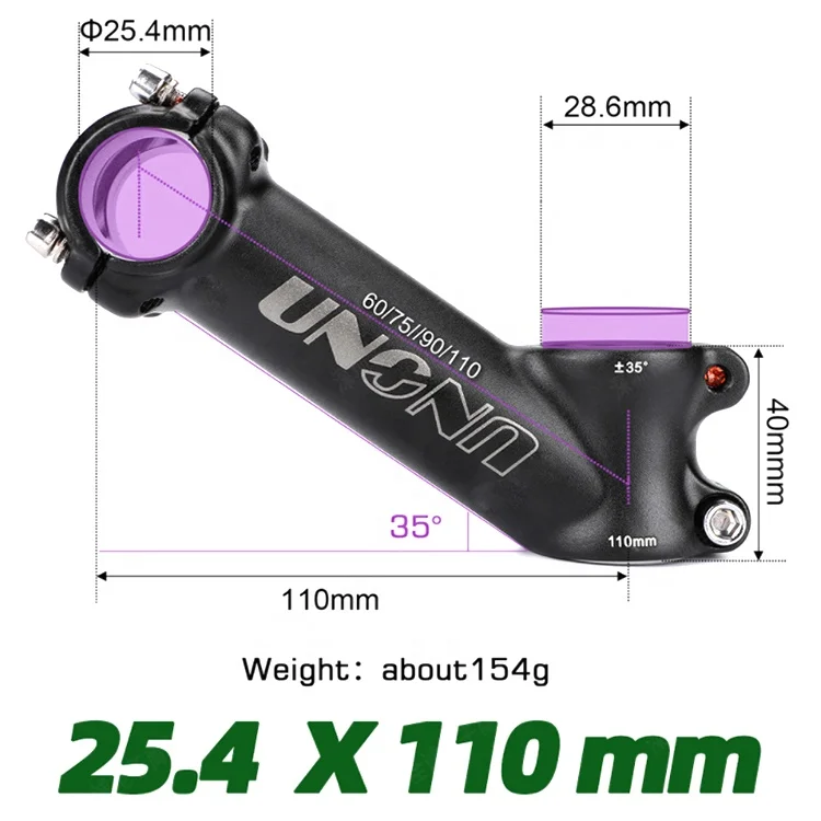 UNO Bike Stem Riser Aluminum Alloy Bicycle Handlebar Stem MTB Bike Stem 35 degree for 25.4/31.8mm  Cycling Equipment Bike Parts